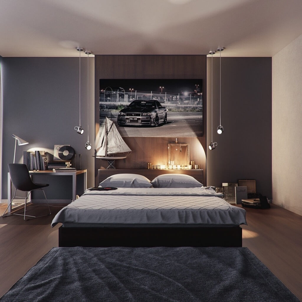 Smart grått sovrum