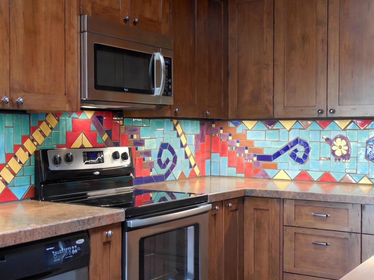 Modern väggmålning Southwest Kitchen Backsplash
