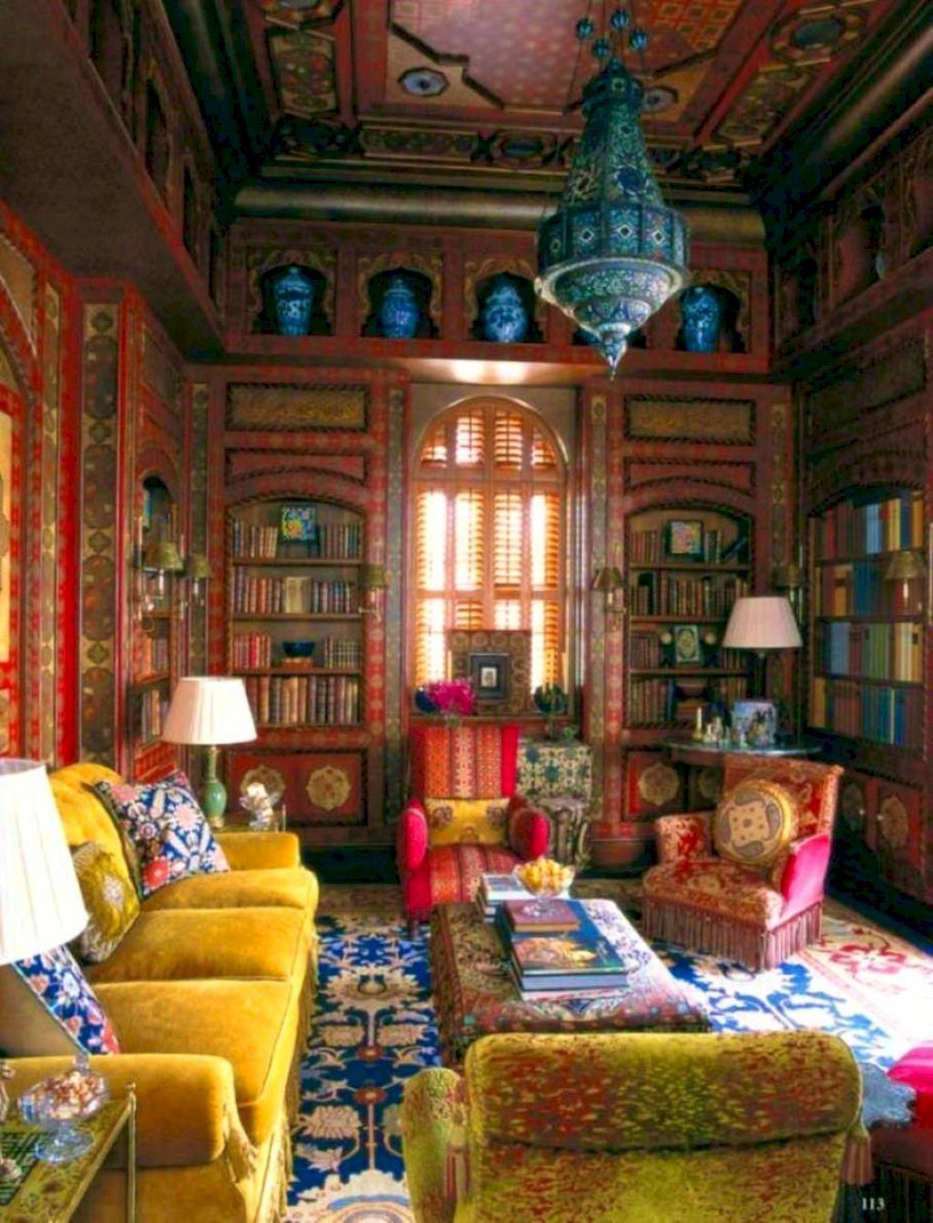 Majestätiskt bohemiskt vardagsrum.  Källa: Pinterest