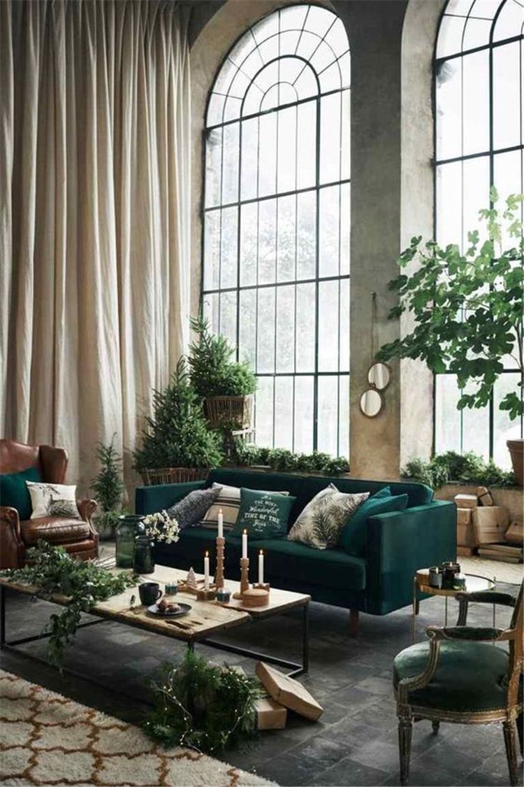 Nytt grått och grönt vardagsrum