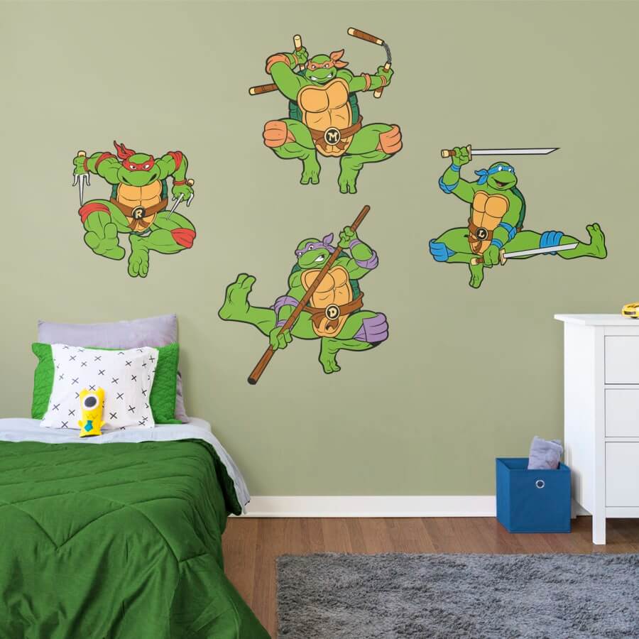 Bekvämt sovrum med Ninja Turtles