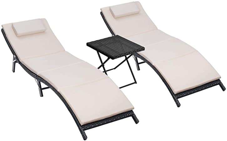 Amazon.com: Homall 3 Pieces Patio Chaise Lounge Stolset utomhus.