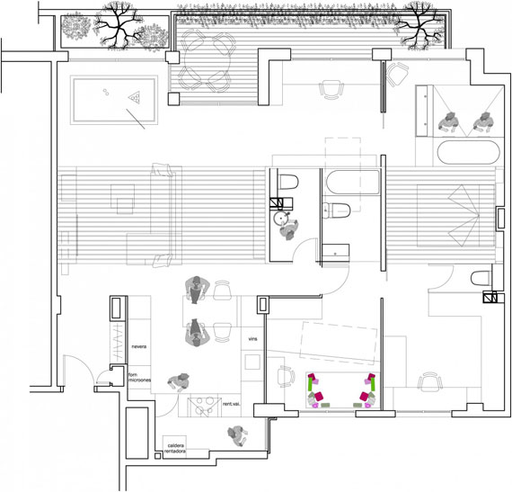 b11 Minimalistisk lägenhet med massor av bokhyllor designade av Susanna Cots i Barcelona