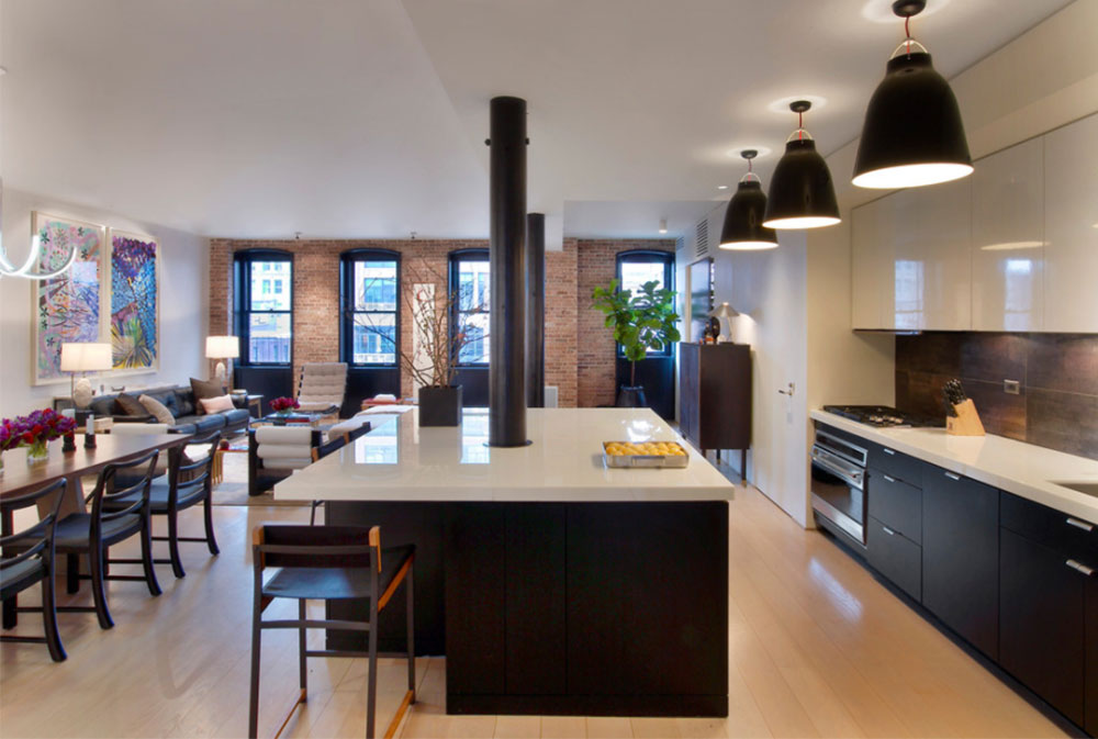 Tribeca-Residence-von-Dirk-Denison-Architects Black and White-Kitchen-Design-Ideas