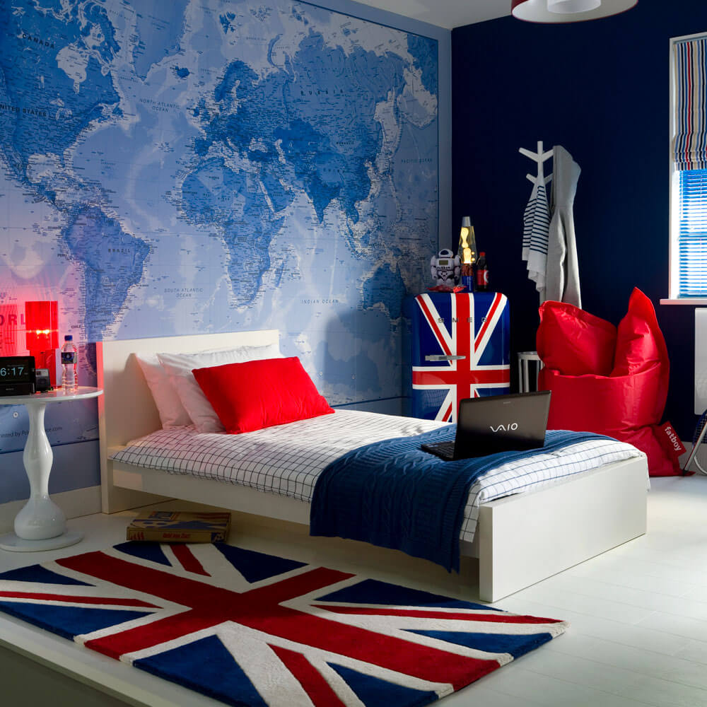 Brittiskt inspirerat modernt sovrum