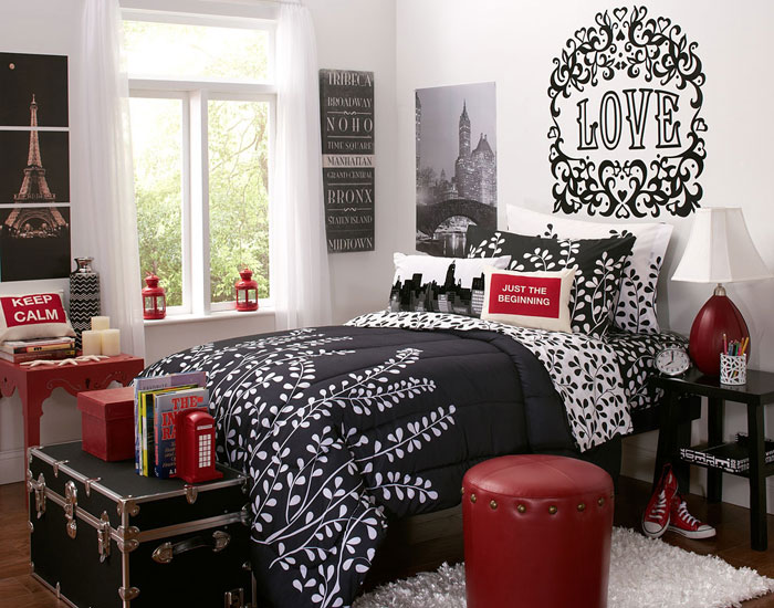 68962283248 idéer för att dekorera ditt sovrum med rött, vitt och svart